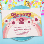 Invitation Fête d'anniversaire Groovy Two Daisy Rainbow 2 ans