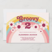 Invitation Fête d'anniversaire Groovy Two Daisy Rainbow 2 ans (Devant)