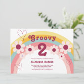 Invitation Fête d'anniversaire Groovy Two Daisy Rainbow 2 ans (Debout devant)