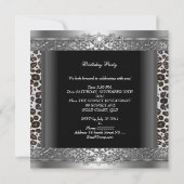 Invitation Fête d'anniversaire Guépard argent Diamant (Dos)