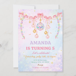 Invitation Fête d'anniversaire Guirlande disco Fantaisie Past