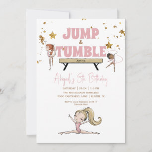 Invitation Fête d'anniversaire Gymnastique Saut & Culbute Ros