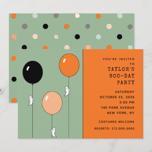 Invitation Fête d'anniversaire Halloween (Devant / Derrière)