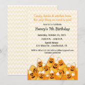 Invitation Fête d'anniversaire Halloween Candy Corn (Devant / Derrière)