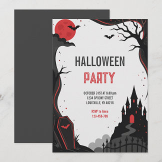 Invitation Fête d'anniversaire Halloween Château gothique han