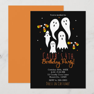 Invitation Fête d'anniversaire Halloween Fantômes & Maïs sucr