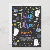 Invitation Fête d'anniversaire Halloween Ghost 3 ans (Devant)