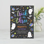 Invitation Fête d'anniversaire Halloween Ghost 3 ans (Debout devant)