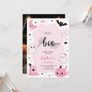 Invitation Fête d'anniversaire Halloween Ghost Kawaii Rose