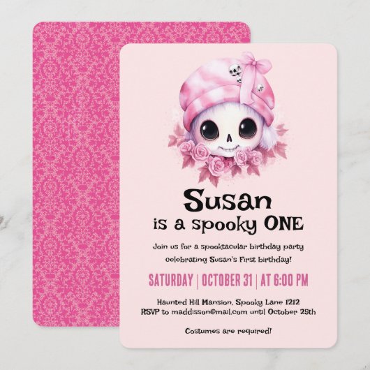 Invitation Fête d'anniversaire Halloween mignonne créative ef (Devant / Derrière)