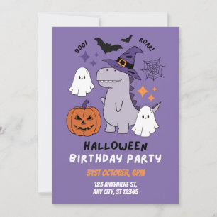 Invitation Fête d'anniversaire Halloween mignonne violette po