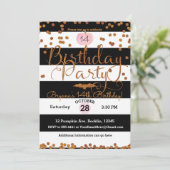 Invitation Fête d'anniversaire Halloween Noir Blanc Rose Oran (Debout devant)