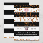 Invitation Fête d'anniversaire Halloween Noir Blanc Rose Oran (Devant / Derrière)