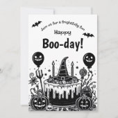 Invitation Fête d'anniversaire Halloween noir et blanc épouva (Devant)