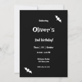 Invitation Fête d'anniversaire Halloween noire et blanche épo (Dos)