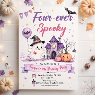 Invitation Fête d'anniversaire Halloween Quatre-fois plus eff