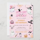 Invitation Fête d'anniversaire Halloween rose (Devant)