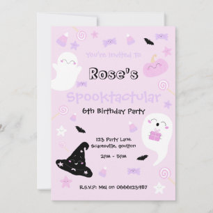 Invitation Fête d'anniversaire Halloween rose mignonne