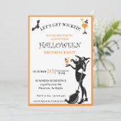 Invitation Fête d'anniversaire Halloween Sorcière Méchante (Debout devant)