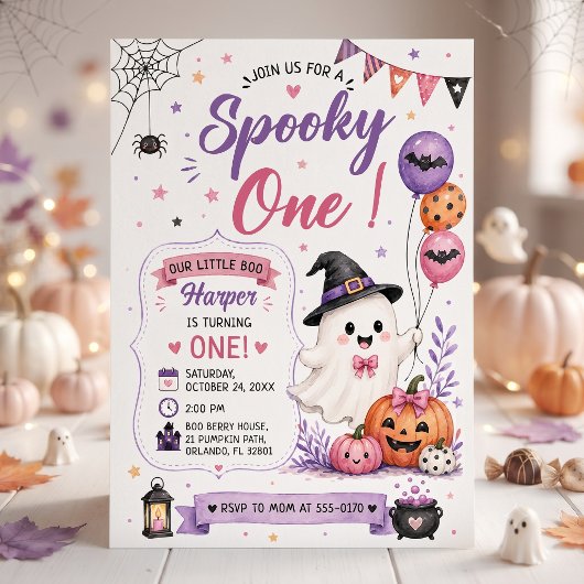 Invitation Fête d'anniversaire Halloween Spooky One