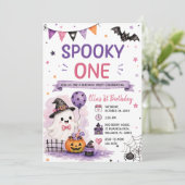 Invitation Fête d'anniversaire Halloween Spooky One (Debout devant)