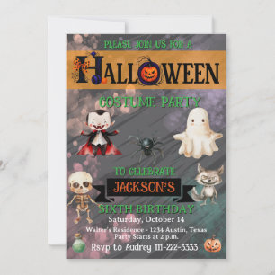 Invitation Fête d'anniversaire Halloween tout âge
