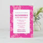 Invitation Fête d'anniversaire hawaïenne 92 ans rose (Debout devant)