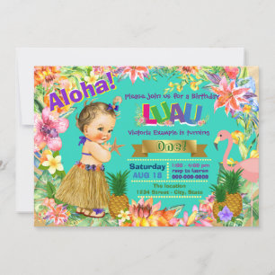 Invitation Fête d'anniversaire Hawaïenne pour filles