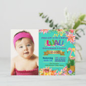 Invitation Fête d'anniversaire Hawaïenne pour filles (Debout devant)