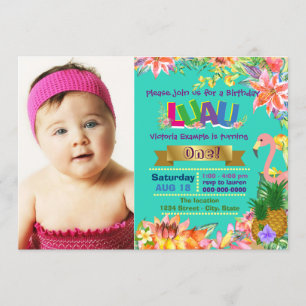 Invitation Fête d'anniversaire Hawaïenne pour filles