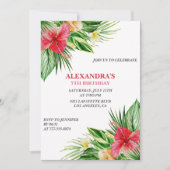 Invitation Fête d'anniversaire hawaïenne sur le thème des 7 a (Devant)