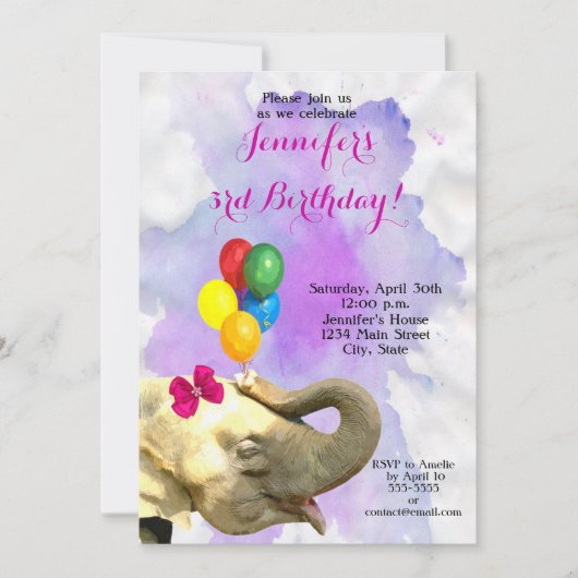 Invitation Fête d'anniversaire heureuse d'une fille neutre an (Devant)