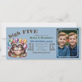 Invitation fête d'anniversaire high five jumeaux thème mapach (Devant)