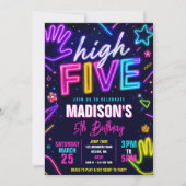 Invitation Fête d'anniversaire High Five Neon Glow (Devant)