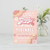 Invitation Fête d'anniversaire hippie super (Debout devant)