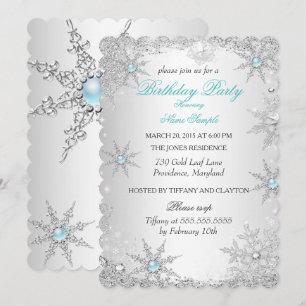 Invitation Fête d'anniversaire hivernale de Teal Wonderland