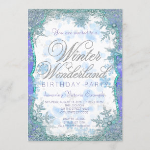 Invitation Fête d'anniversaire hivernale Frozen Wonderland