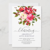 Invitation Fête d'anniversaire Holly Floral (Devant)