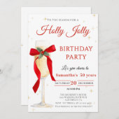 Invitation Fête d'anniversaire Holly Jolly (Devant / Derrière)
