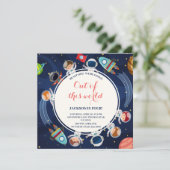 Invitation Fête d'anniversaire hors de ce monde dans l'espace (Debout devant)