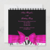 Invitation Fête d'anniversaire Hot Rose Bow Black Silver (Dos)