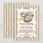Invitation Fête d'anniversaire huître | Élégant littoral  (Devant / Derrière)