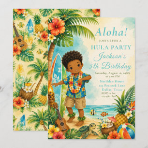 Invitation Fête d'anniversaire Hula