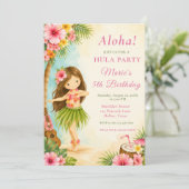 Invitation Fête d'anniversaire Hula (Debout devant)