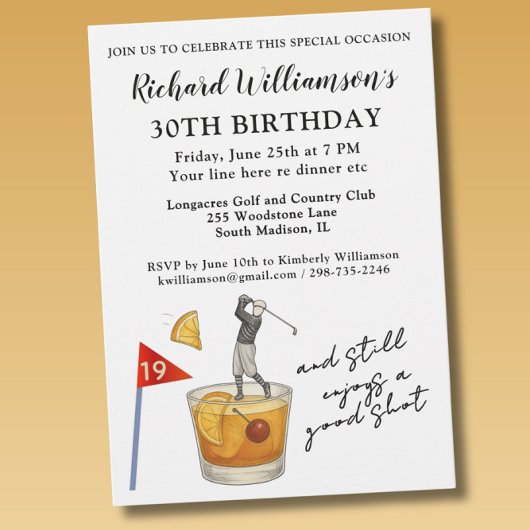 Invitation Fête d'anniversaire humoristique de golf moderne é