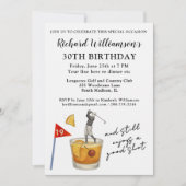 Invitation Fête d'anniversaire humoristique de golf moderne é (Devant)