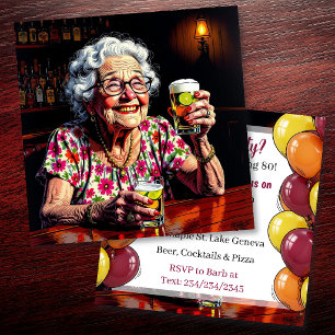 Invitation Fête d'anniversaire humoristique de salon pour per