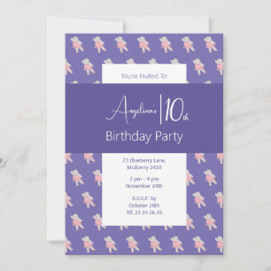 Invitation Fête d'anniversaire illusima Ballerine Hippopotame