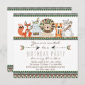 Invitation Fête d'anniversaire indienne des enfants d'animaux (Devant / Derrière)