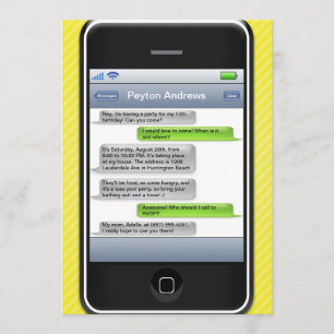 Invitation Fête d'anniversaire iParty téléphone intelligent